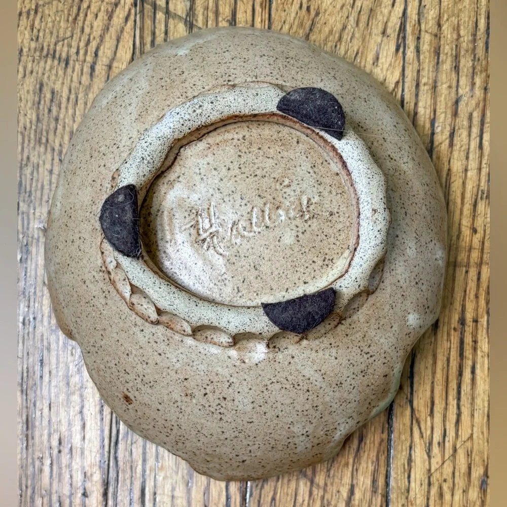 Abstract Heart Pattern Speckled Pottery Candy Dish Cottagecore Indie Eclectic